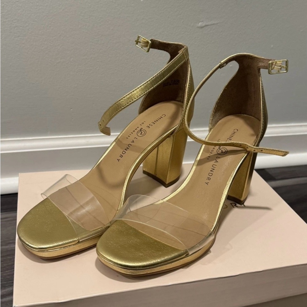 Chinese Laundry Teri New Metallic Gold Heeled Sandal